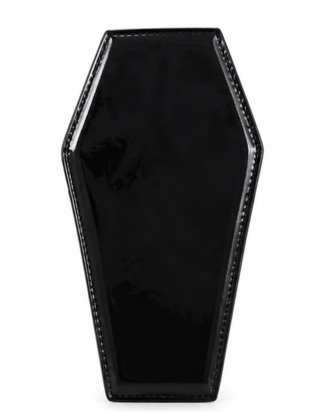 Black Patent Coffin Belt Bag Goth Rose Embroidered Studded Festival Punk Y2K - Picture 3 of 5